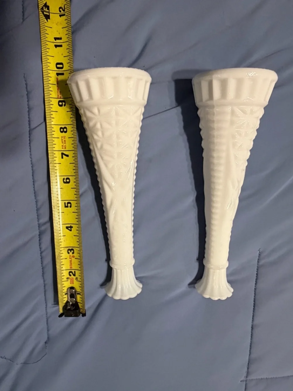 White Decorative Milk Glass‎ Bud Vases - Pair